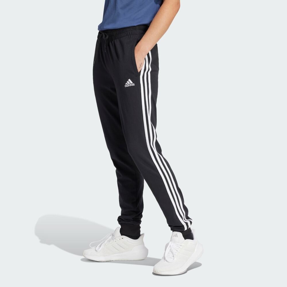 Adidas Black White Essentials Single Jersey 3-Stripes Jogger‎ Pants Size Medium